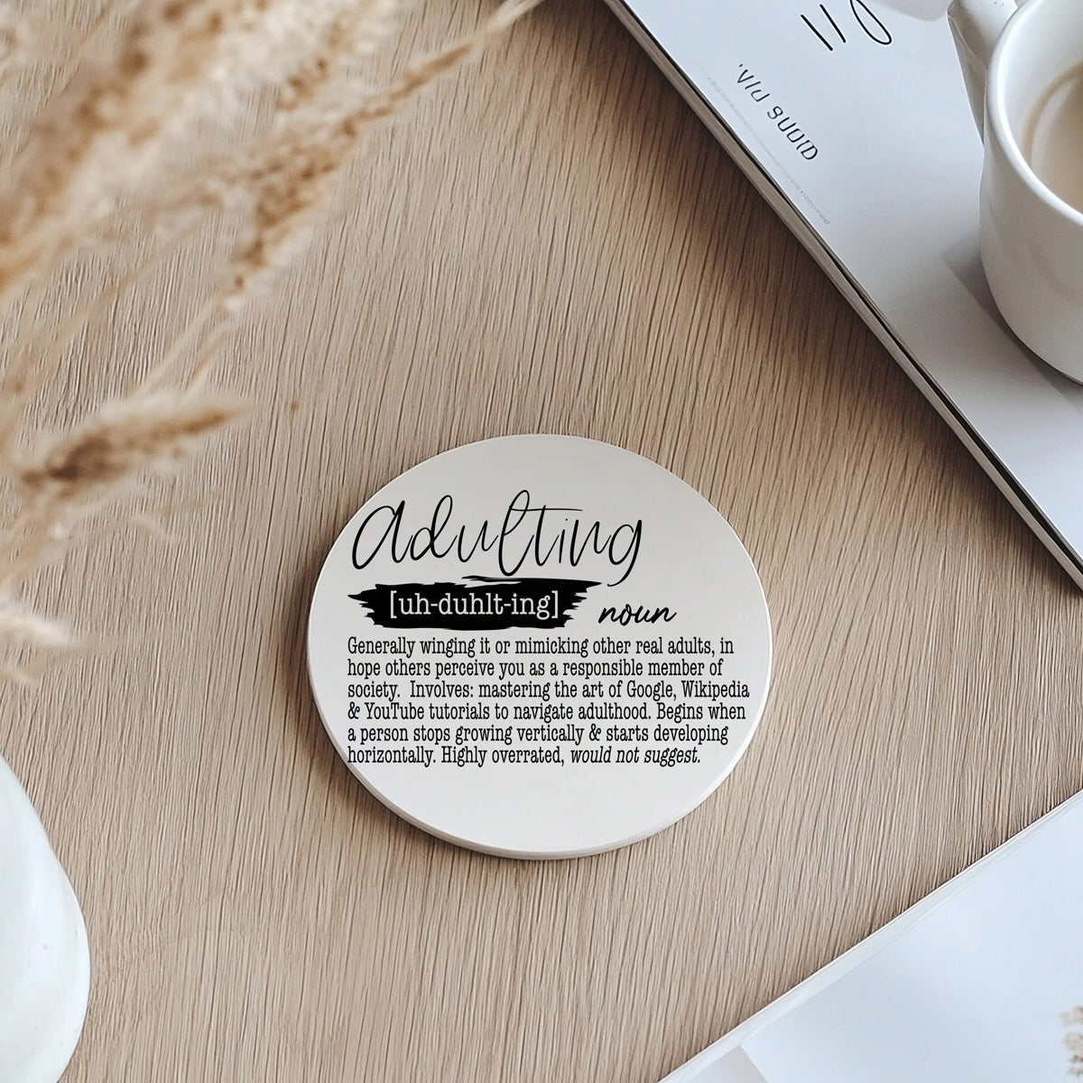 Mom life gift coasters with cork backing
Funny definition coasters for housewarming gifts